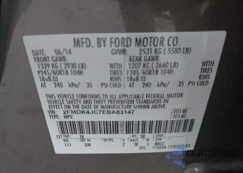 2014 Ford Edge Sel z USA, uszkodzony, nr VIN 2FMDK4JC7EBA83147